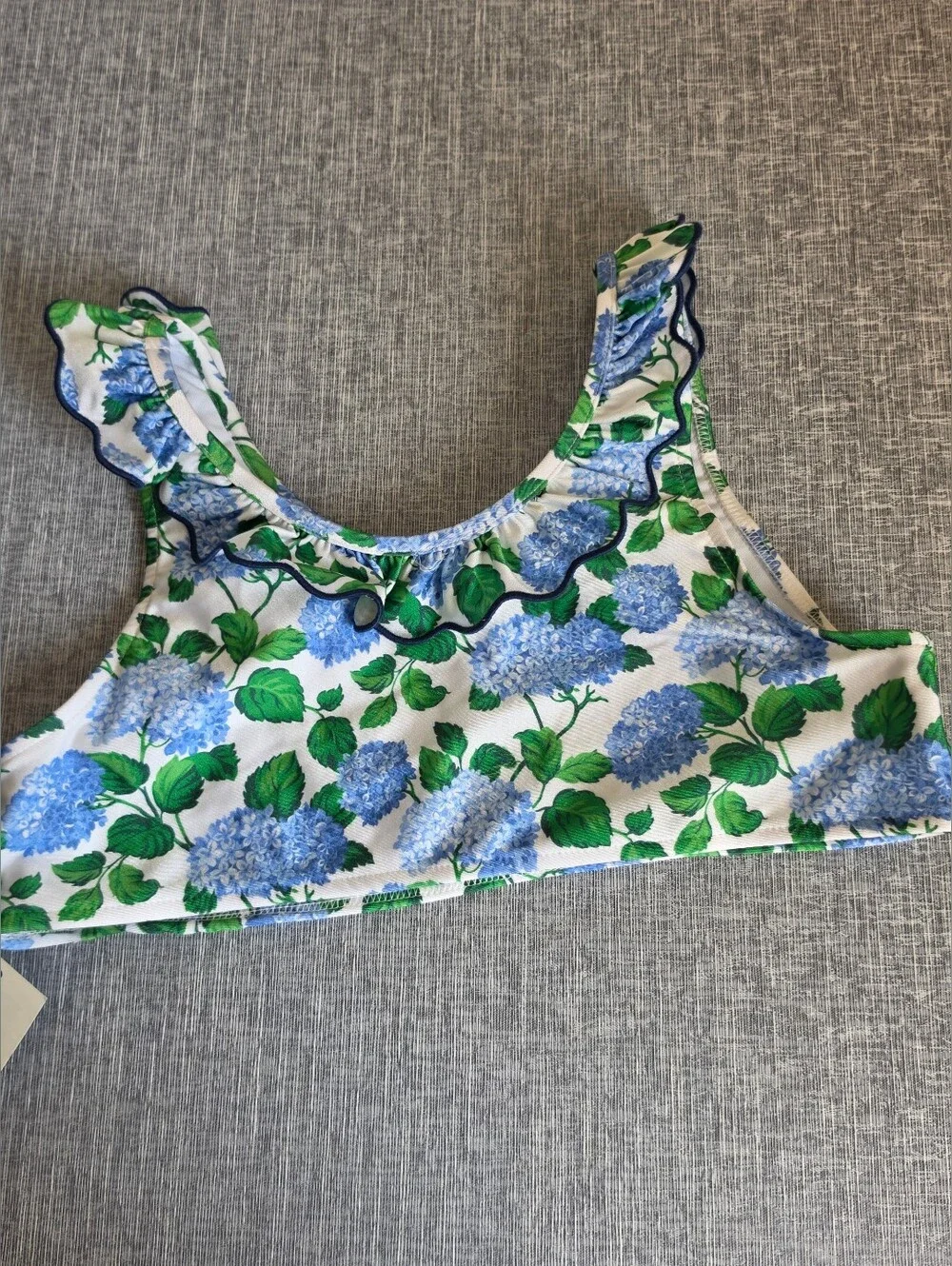Polo Ralph Lauren Girls Floral Blue Green White Swimsuit Top Only Size 16